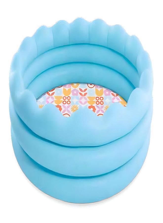 VWretails Wavy Edge Inflatable Kids Pool with Colorful Floral Floor, Durable 3-Ring Baby Swimming Pool for Outdoor Garden Fun, Easy to Inflate, Safe & Portable Water Play Pool for Kids (68" x 18") - Image 1